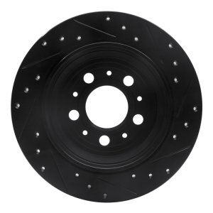 Volvo V70 Brake Rotor (1) - Rear Left - R1 Concepts - Drilled & Slotted - Black - `99-`09